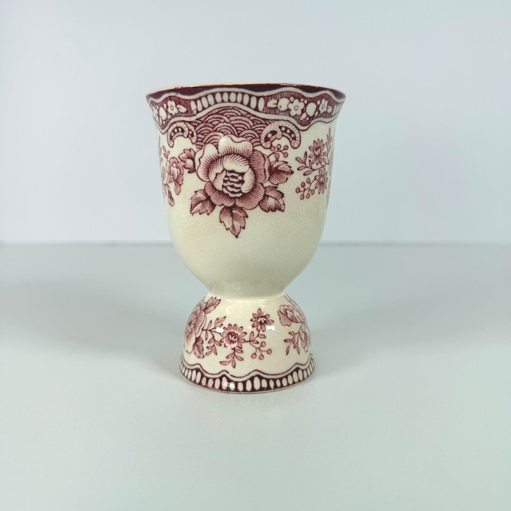 Bristol pink Floral Egg Cup Holder Cream crown ducal chipped, Crazed & stained